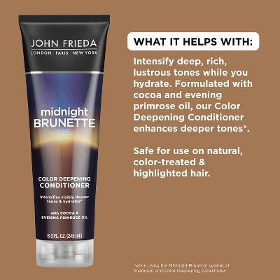 John Frieda Midnight Brunette Color Deepening Conditioner 8.3 fl oz - New