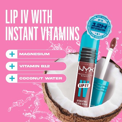 NYX Professional Makeup Lip IV Hydrating Lip Gloss Stain Mocha Me Wet 0.16 fl oz - New