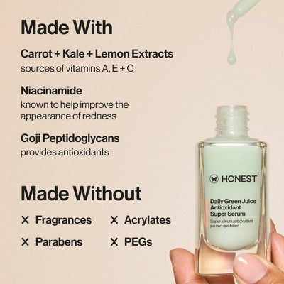 Honest Beauty Daily Green Juice Antioxidant Super Serum 1 fl oz - New
